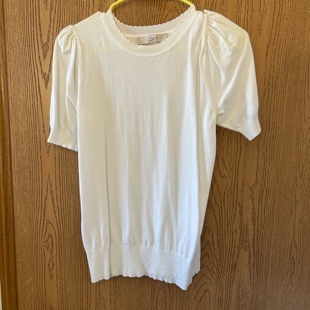 White scalloped edge blouse